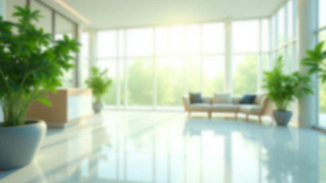 Clean interior with natural elements, sunlight, and a plant